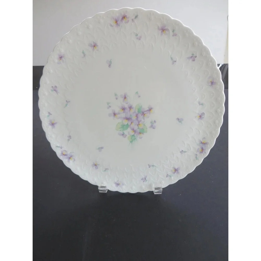 Mikasa Blue Violets Cake Plate W/ Serving Spatula Bone China Platter 11.5